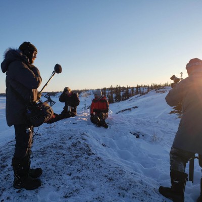 On set directing an episode of Hors Québec in Yellowknife, Northwest Territories, 2022